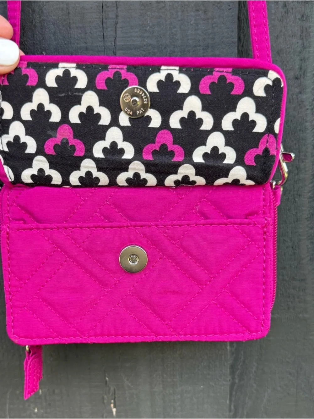 Vera Bradley Hot Pink Quilted Crossbody Wallet - Picture 2 of 12